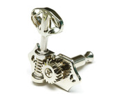 Sperzel Left-Handed Electric Guitar 6 In-Line Locking Machine Heads Set with Locking Knob (Satin Chrome)
