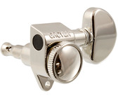 Sperzel Left-Handed Electric Guitar 6 In-Line Locking Machine Heads Set with Locking Knob (Satin Chrome)