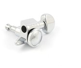 Sperzel Left-Handed Electric Guitar 6 In-Line Locking Machine Heads Set with Locking Knob (Satin Chrome)