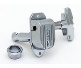 Sperzel Left-Handed Electric Guitar 6 In-Line Locking Machine Heads Set with Locking Knob (Satin Chrome)