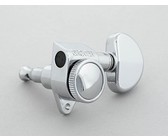 Sperzel Left-Handed Electric Guitar 6 In-Line Locking Machine Heads Set with Locking Knob (Satin Chrome)