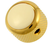 Q-Parts Guitar 14.6mm Tall White Acrylic Dome Control Knob with Set Screw (Gold)