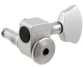 Sperzel Left-Handed Electric Guitar 6 In-Line Locking Machine Heads Set with Locking Knob (Satin Chrome)