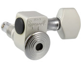 Sperzel Left-Handed Electric Guitar 6 In-Line Locking Machine Heads Set with Locking Knob (Satin Chrome)