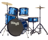 Stagg TIM122B BL 5pc Rock Size Drum Kit Including Hardware and Cymbals (Blue)