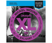D'Addario EXL120BT 9-40 Nickel Wound Balanced Tension Super Light Electric Guitar Strings